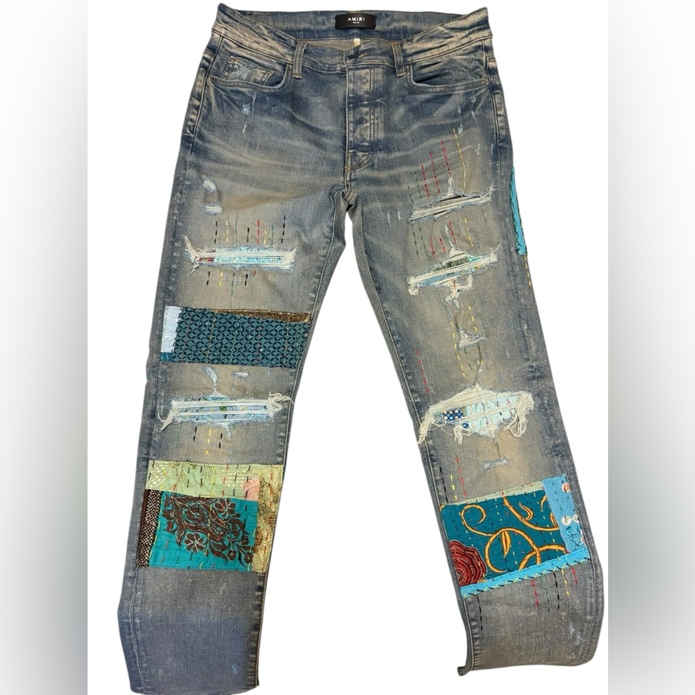 Amiri Multicolor Patchwork Straight Jeans - image 1